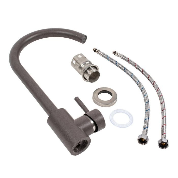 Смеситель кухонный Platinum 56 B NESP (3008 А) поворотный, однорычажный из нержавеющей стали, Гренадин