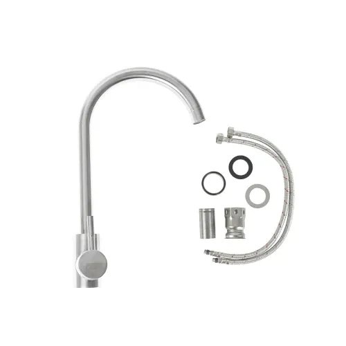 Смеситель кухонный Platinum NS01 3008A-NA поворотный, однорычажный, Нержавеющая сталь (000036382)