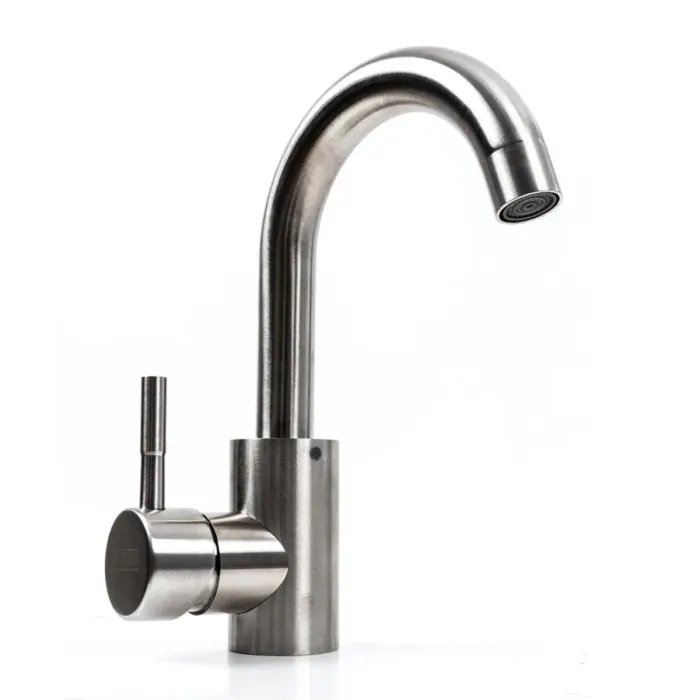 Смеситель кухонный Platinum KN87 (2054) поворотный, однорычажный из нержавеющей стали, Серый (000039907)