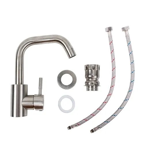 Смеситель кухонный Platinum LN34 (2055) поворотный, однорычажный из нержавеющей стали, Серый (000039908)