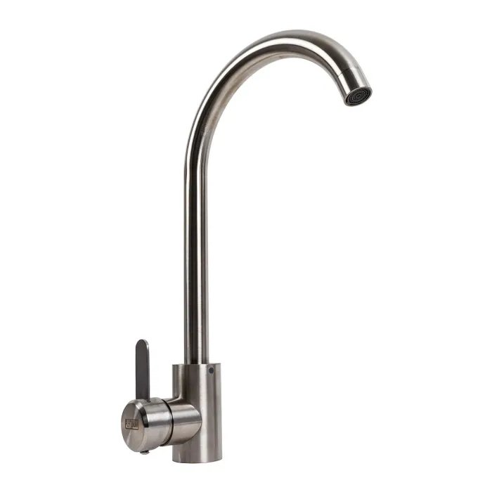 Смеситель кухонный Platinum 7990 NEST поворотный, однорычажный из нержавеющей стали, Серый (000036375)