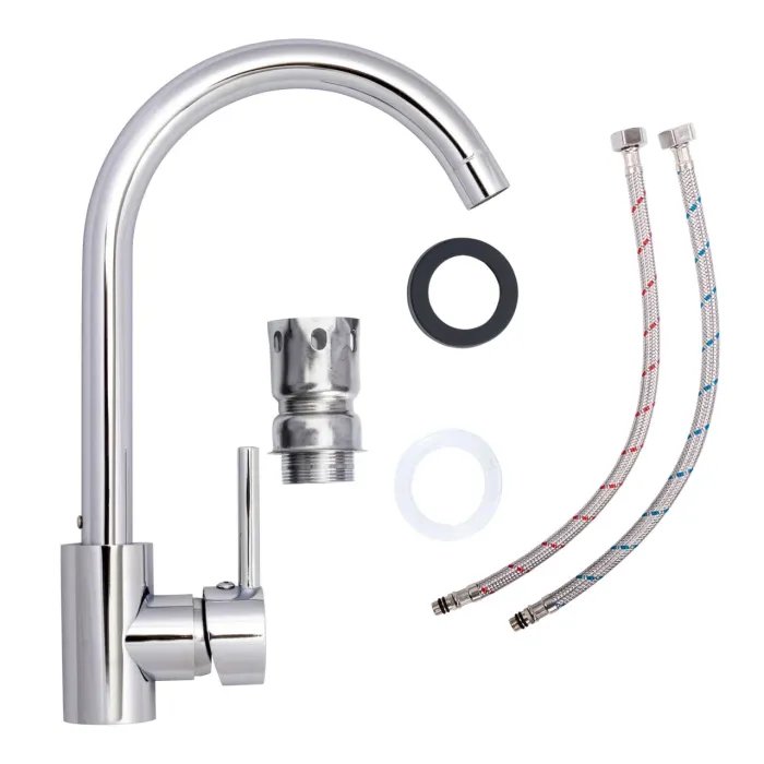 Смеситель кухонный Platinum NESC4 поворотный, однорычажный из латуни, Серый (000036388)