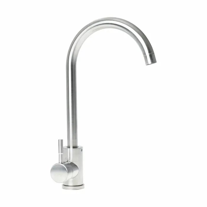 Смеситель кухонный Platinum 56 NESP (3008 А) поворотний, однорычажный из нержавеющей стали, Серый (000035268)