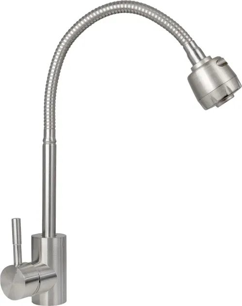 Смеситель кухонный гибкий Platinum BG6 (8611) однорычажный из нержавеющей стали, Серый (000034775)