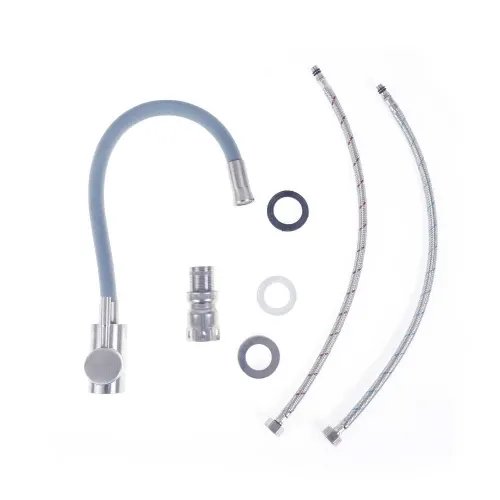 Смеситель кухонный гибкий Platinum KT 92 однорычажный из нержавеющей стали, Серый (000034766)