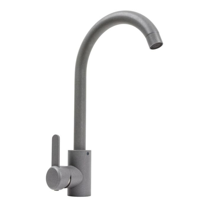 Смеситель кухонный Platinum 7990 NEST поворотный, однорычажный из нержавеющей стали, Серый металлик