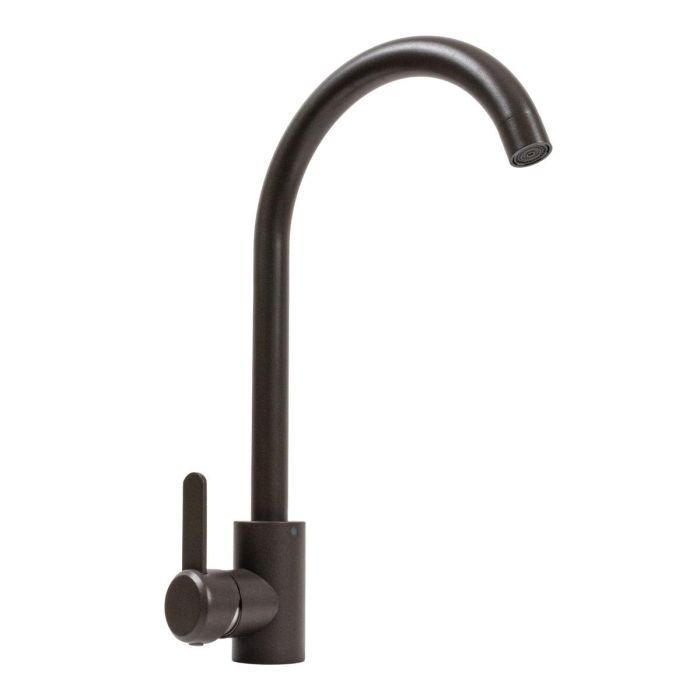 Смеситель кухонный Platinum 7990 NEST поворотный, однорычажный из нержавеющей стали, Темная скала