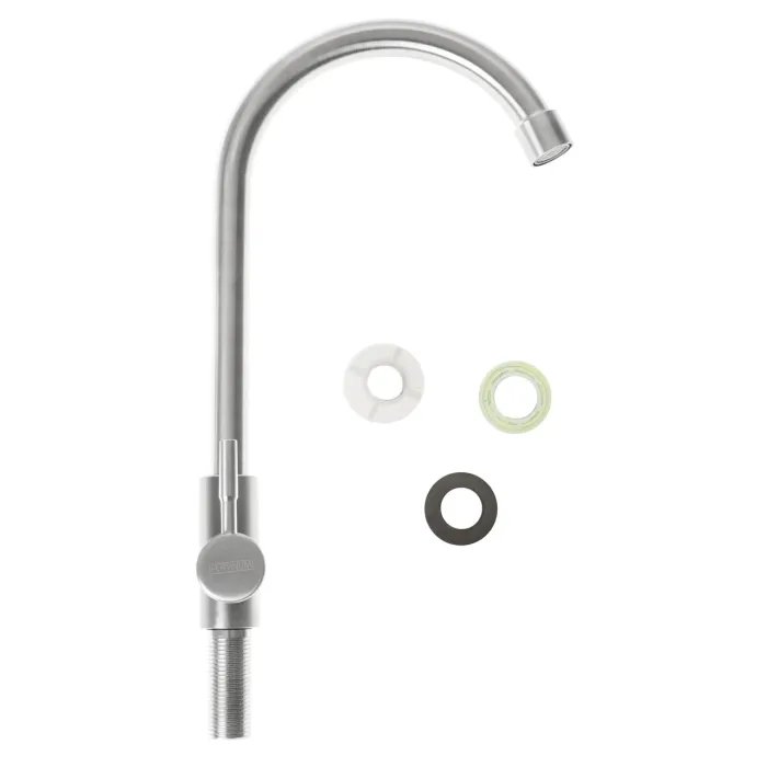 Монокран кухонний Platinum KT 5041 поворотный, однорычажный из нержавеющей стали, Серый (000032613)