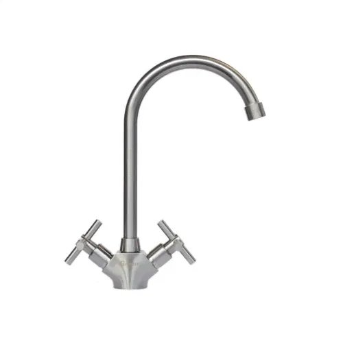Смеситель кухонный на кран-буксах Platinum 48 REY (8635) поворотный, двухвентильный из нержавеющей стали