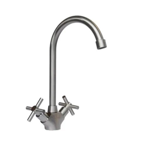 Смеситель кухонный на кран-буксах Platinum 48 REY (8635) поворотный, двухвентильный из нержавеющей стали