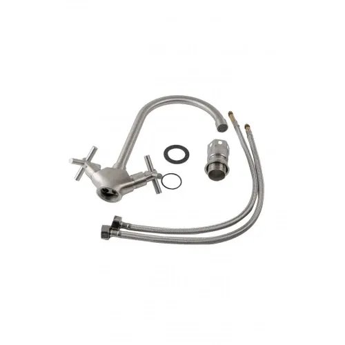 Смеситель кухонный на кран-буксах Platinum 48 REY (8635) поворотный, двухвентильный из нержавеющей стали