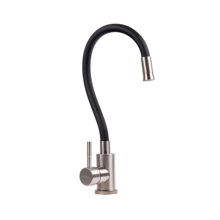 Смеситель кухонный гибкий Platinum KT 90 однорычажный из нержавеющей стали, Черный (000034764)