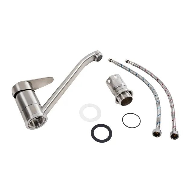 Смеситель кухонный Platinum KT6606 однорычажный из нержавеющей стали, Серый (000040164)