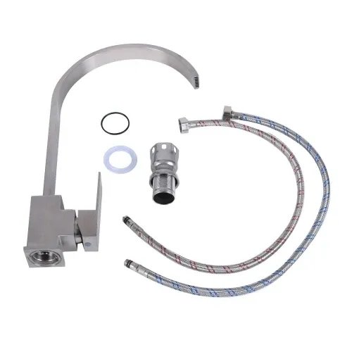 Смеситель кухонный Germece 8112 HDF поворотный, однорычажный из нержавеющей стали, Серый (000029392)