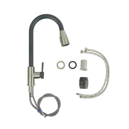 Смеситель кухонный Platinum KT 8203 (8614) однорычажный с выдвижным изливом, Нержавеющая сталь (000032612)