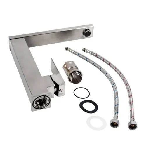 Смеситель кухонный Platinum 30 FHP (8569S) поворотный, однорычажный из нержавеющей стали, Серый (000032603)