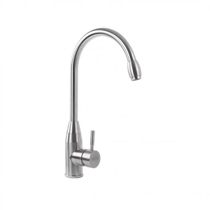 Смеситель кухонный Platinum 26 FHP (7456) поворотный, однорычажный из нержавеющей стали, Серый (000032601)