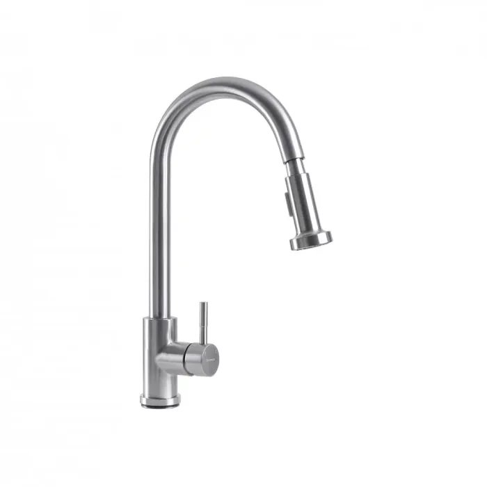 Смеситель кухонный Germece 6045 BW однорычажный с выдвижным изливом, Нержавеющая сталь (000032496)