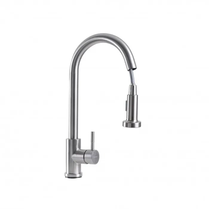 Смеситель кухонный Germece 6045 BW однорычажный с выдвижным изливом, Нержавеющая сталь (000032496)