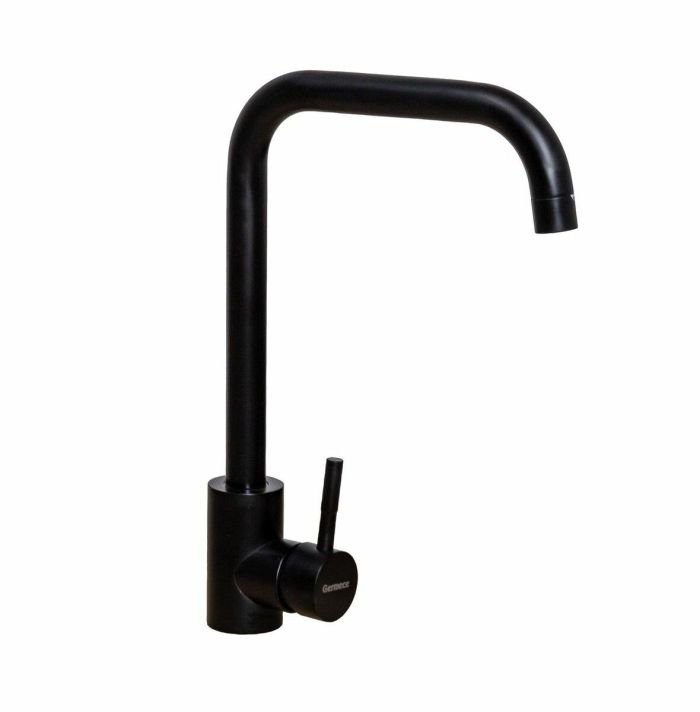 Смеситель кухонный Platinum NА3008B поворотный, однорычажный из нержавеющей стали, Черный матовый