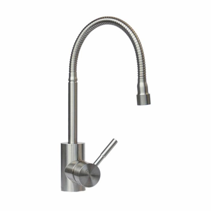 Смеситель кухонный гибкий Germece 8617 однорычажный из нержавеющей стали, Серый (SP000017442)