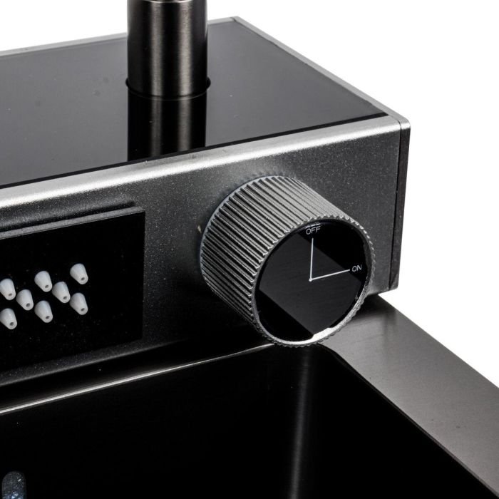 Кухонная мойка со смесителем Platinum Handmade "ВОДОСПАД" 75*45D PVD из нержавеющей стали, 78x45x21 см, Черная