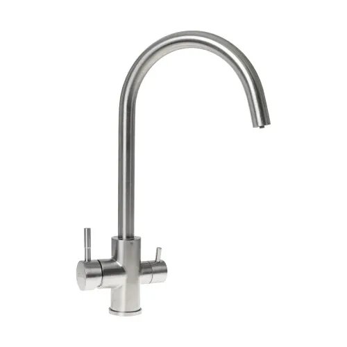 Смеситель под фильтр Platinum 9A NESP (8204) поворотный, двухрычажный из нержавеющей стали, Серый