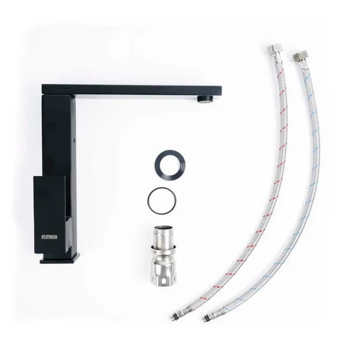 Смеситель кухонный Platinum 161 NES поворотный, однорычажный из нержавеющей стали, Черный (000034776)