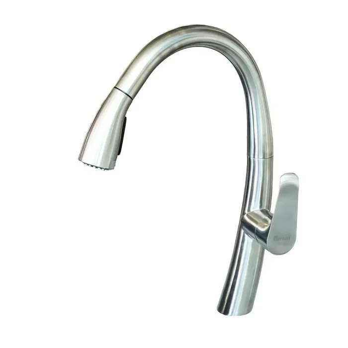 Смеситель кухонный Germece 8658 однорычажный с выдвижным изливом, Нержавеющая сталь (000020217)