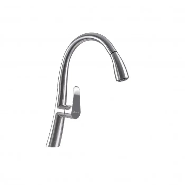 Смеситель кухонный Germece 8658 однорычажный с выдвижным изливом, Нержавеющая сталь (000020217)