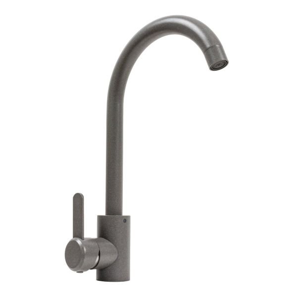 Смеситель кухонный Platinum 7990 NEST поворотный, однорычажный из нержавеющей стали, Серый муссон