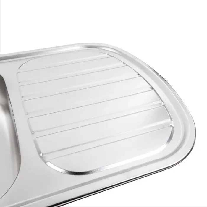 Кухонная мойка Platinum 7749 из нержавеющей стали 0,8 мм, 77x49 см, Овальная, Сатин (000000479)