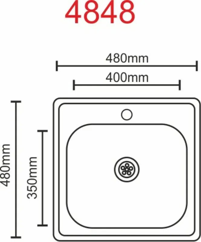 Кухонная мойка Platinum ДЕКОР 4848 из нержавеющей стали 0,6 мм, 48x48 см, Квадратная (000000247)