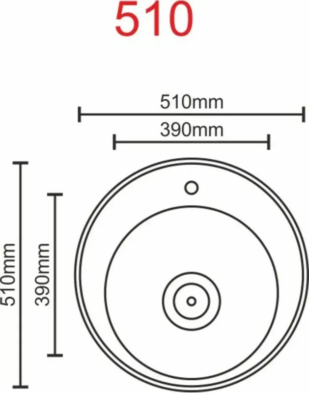Кухонная мойка Рlatinum 510 из нержавеющей стали D=51 см, 0,8 мм, Полированая (000000317)