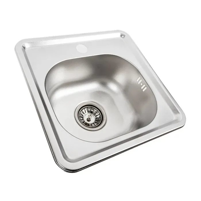 Кухонная мойка Рlatinum ДЕКОР 3838 из нержавеющей стали 0,6 мм, 38x38 см, Квадратная (000000214)
