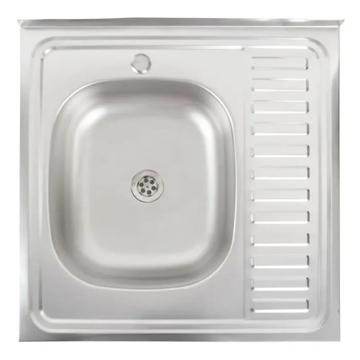 Кухонная мойка Рlatinum 6060 R из нержавеющей стали 0,5 мм, 60x60 см, Квадратная, Сатин (000000405)