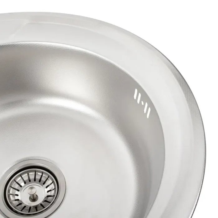 Кухонная мойка Рlatinum ДЕКОР 490 из нержавеющей стали D=49 см, 0,6 мм, Круглая (000007854)
