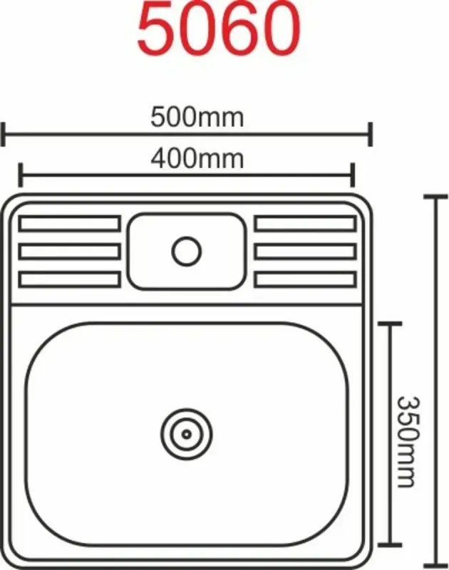 Кухонная мойка Рlatinum 5060 из нержавеющей стали 0,7 мм, 50x60 см, Прямоугольная, Сатин (000000302)