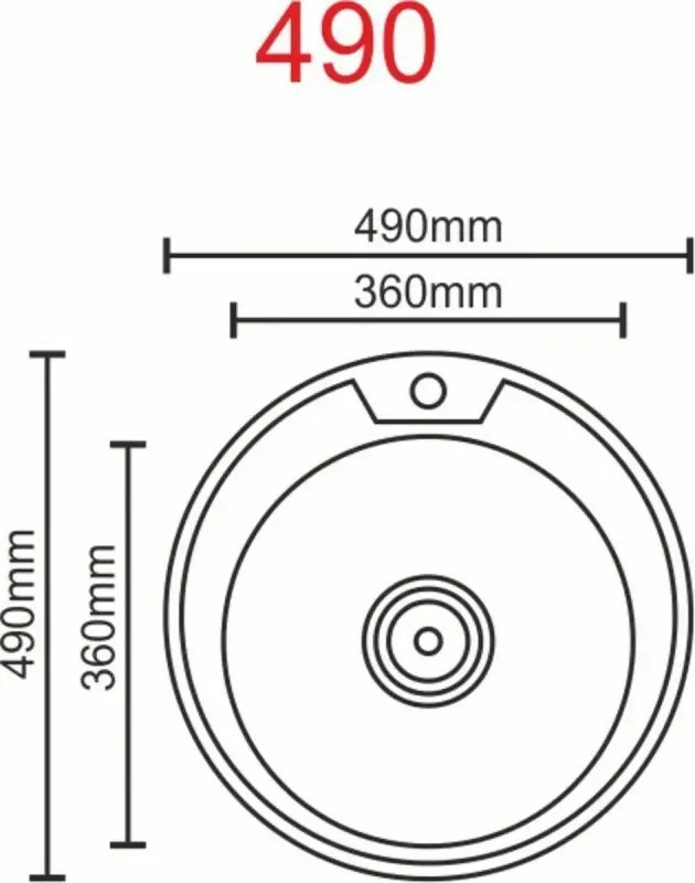 Кухонная мойка Рlatinum ДЕКОР 490 из нержавеющей стали D=49 см, 0,8 мм, Круглая (000000256)