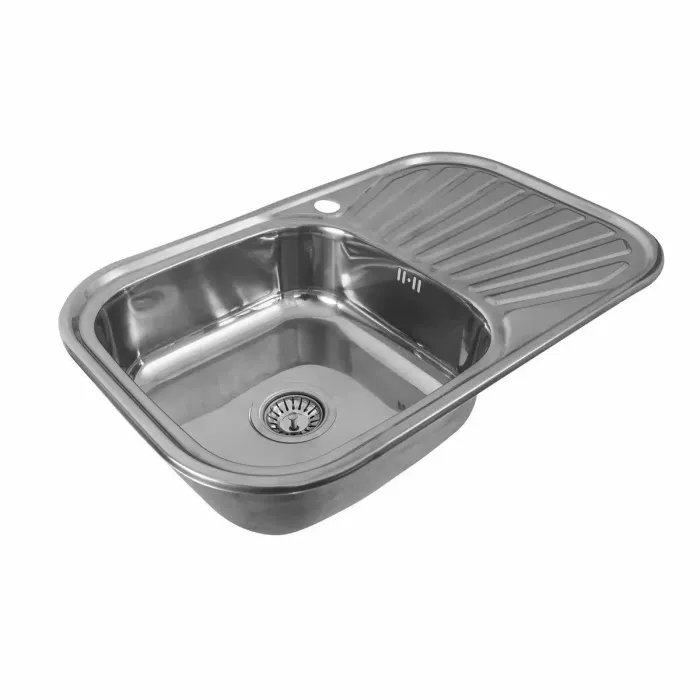 Кухонная мойка Рlatinum 7848 из нержавеющей стали 0,8 мм, 78x48 см, Овальная, Полированая (000019705)