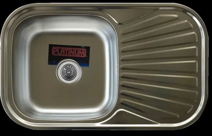 Кухонная мойка Рlatinum ДЕКОР 7848 из нержавеющей стали 0,8 мм, 78x48 см, Овальная (000000510)