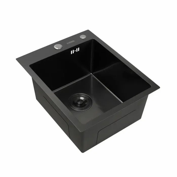 Кухонная мойка Platinum Handmade PVD HSBB из нержавеющей стали 3 мм, 40x50x22 см, Прямоугольная, Черная