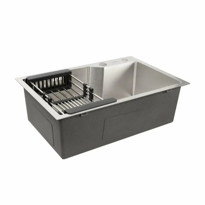 Кухонная мойка Platinum Handmade из нержавеющей стали 3 мм, 65x43x22 см, Прямоугольная (000032518)