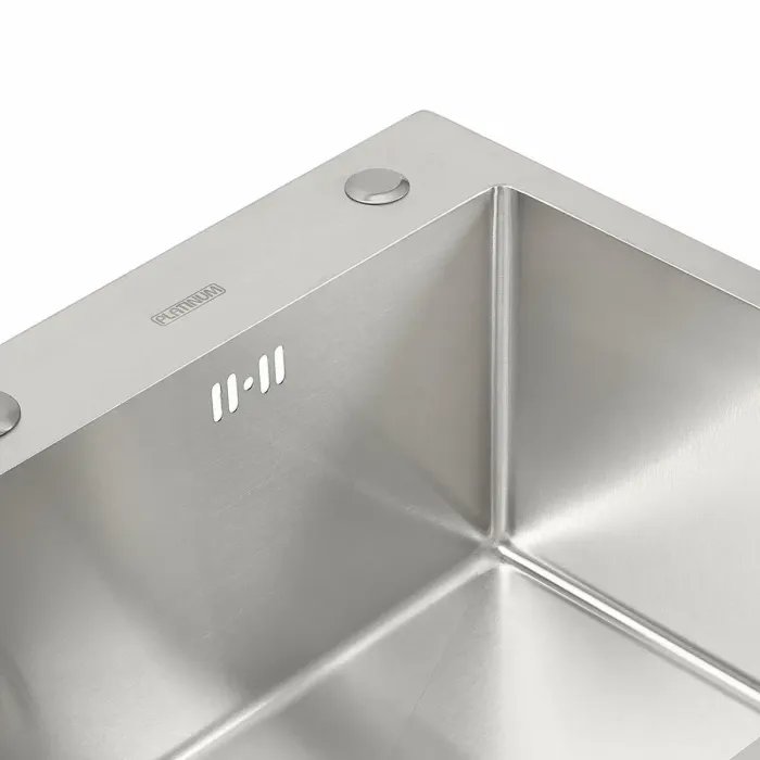 Кухонная мойка Platinum Handmade из нержавеющей стали 3 мм, 65х45х23 см, Прямоугольная (000032269)