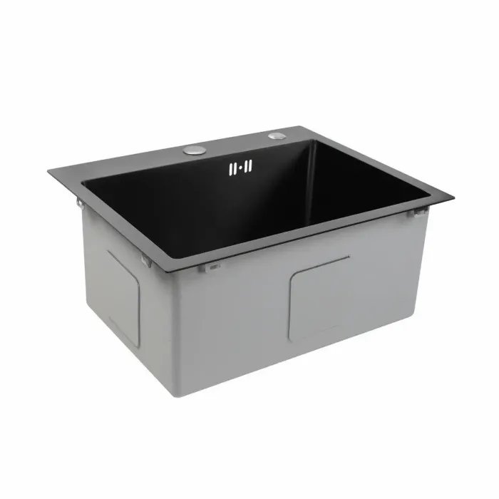 Кухонная мойка Platinum Handmade PVD из нержавеющей стали 3 мм, 50x45x22 см, Прямоугольная, Черная (000033606)