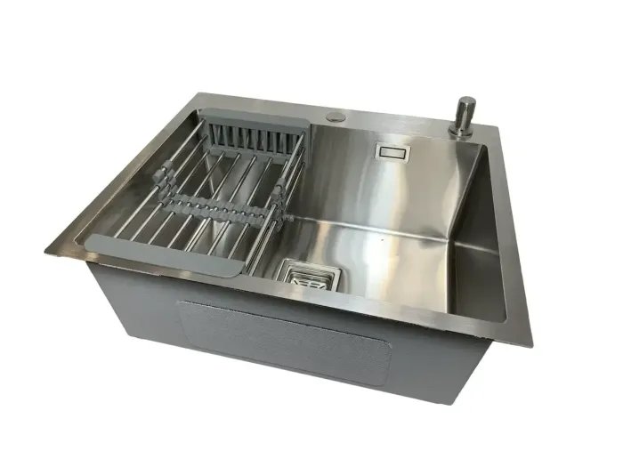 Кухонная мойка Platinum Handmade из нержавеющей стали 3 мм, 65x50x23 см, Прямоугольная (000037436)