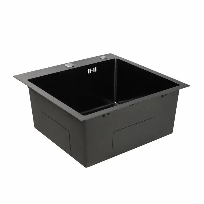 Кухонная мойка Platinum Handmade PVD из нержавеющей стали 3 мм, 50x50x22 см, Квадратная, Черная (000032261)