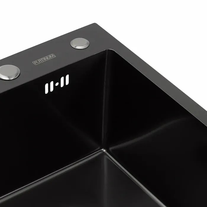 Кухонная мойка Platinum Handmade PVD из нержавеющей стали 3 мм, 58x43x22 см, Прямоугольная, Черная (000032264)