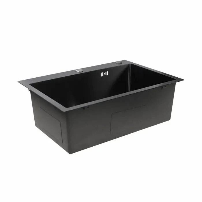 Кухонная мойка Platinum Handmade PVD из нержавеющей стали 3 мм, 65x45x23 см, Прямоугольная, Черная (000032270)