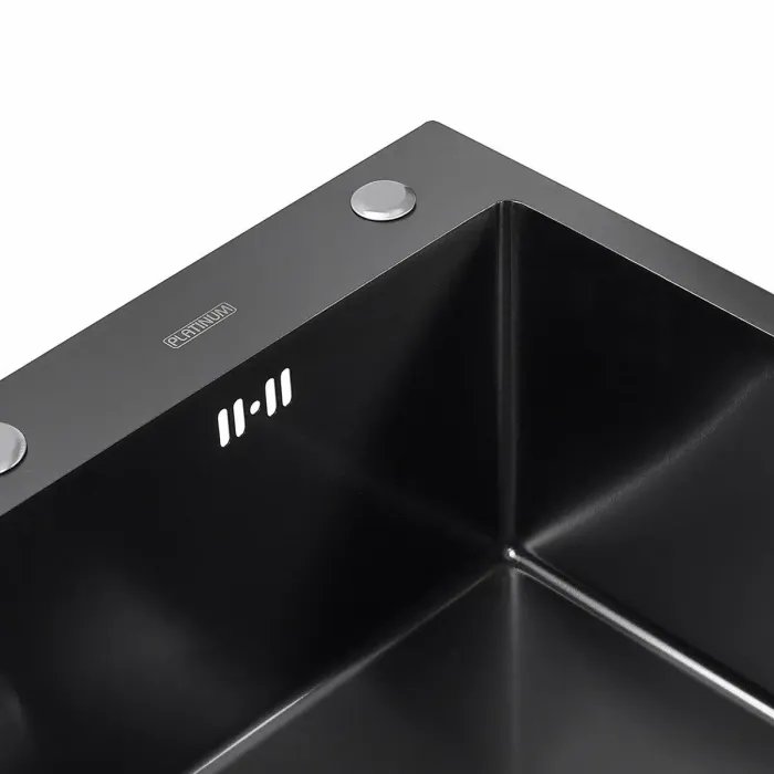 Кухонная мойка Platinum Handmade PVD из нержавеющей стали 3 мм, 65x45x23 см, Прямоугольная, Черная (000032270)